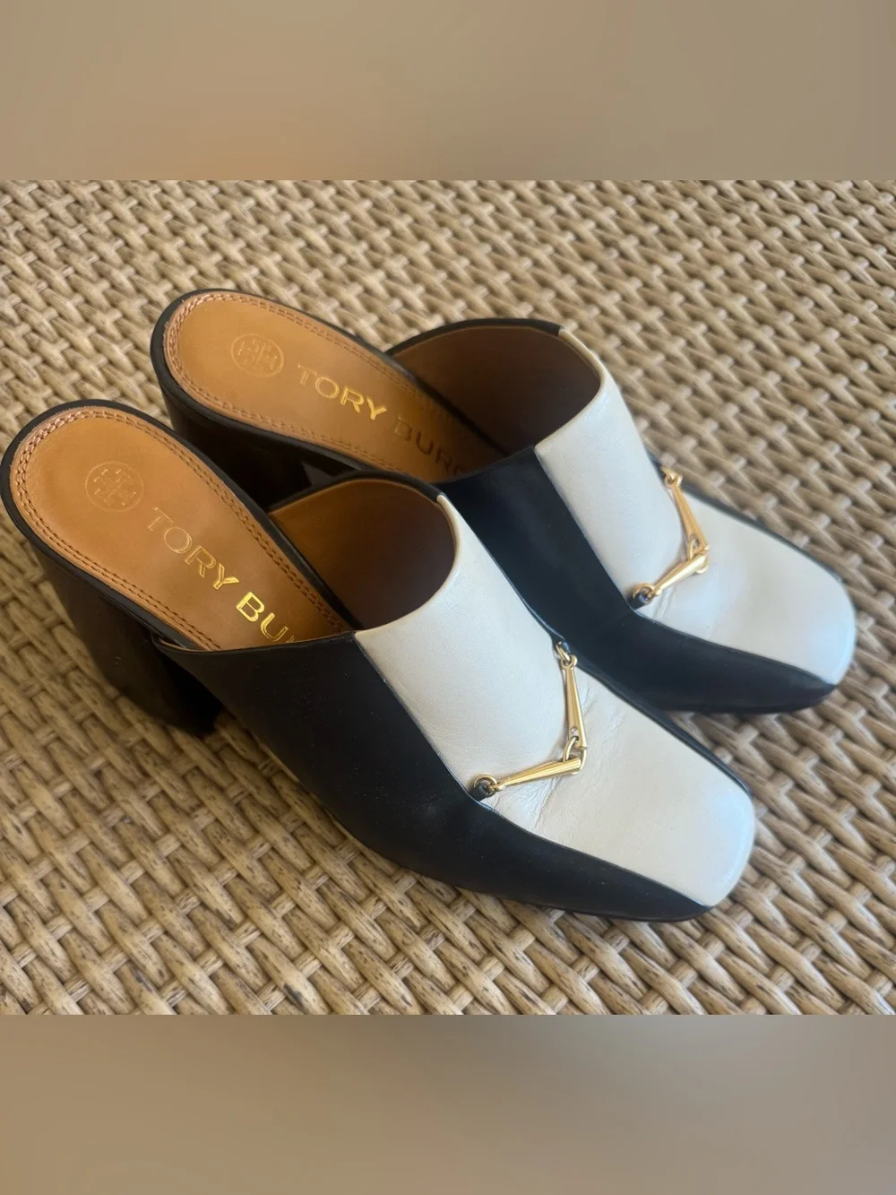 Tory Burch Equestrian Link Heeled Mules - Used
